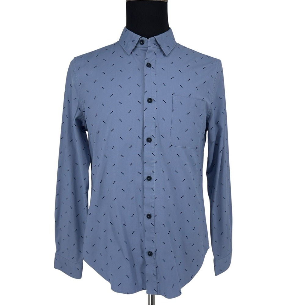 Lululemon Commission Shirt M Medium Blue Geometric Dot Long Sleeve Button Down